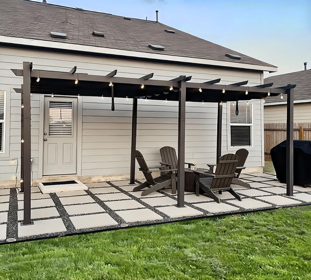 bleujardin - pergola aluminium - 5,5x3 m - toit coulissant, tissu teint