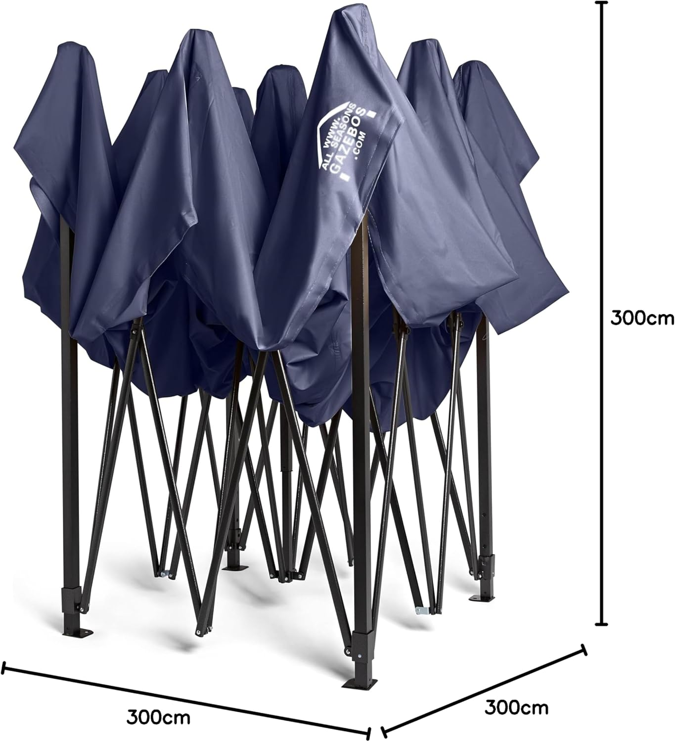 bleujardin - Tonnelle Pliante Série - 3x3m - Étanche, robuste, haute qualité, Bleu Marine