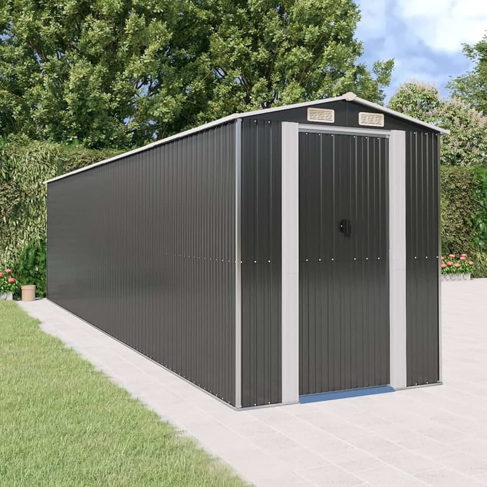 bleujardin Abri de jardin, abris pour parcelles, abris de jardin, abri de jardin extérieur, maisons préfabriquées, acier galvanisé anthracite 192 x 772 x 223 cm