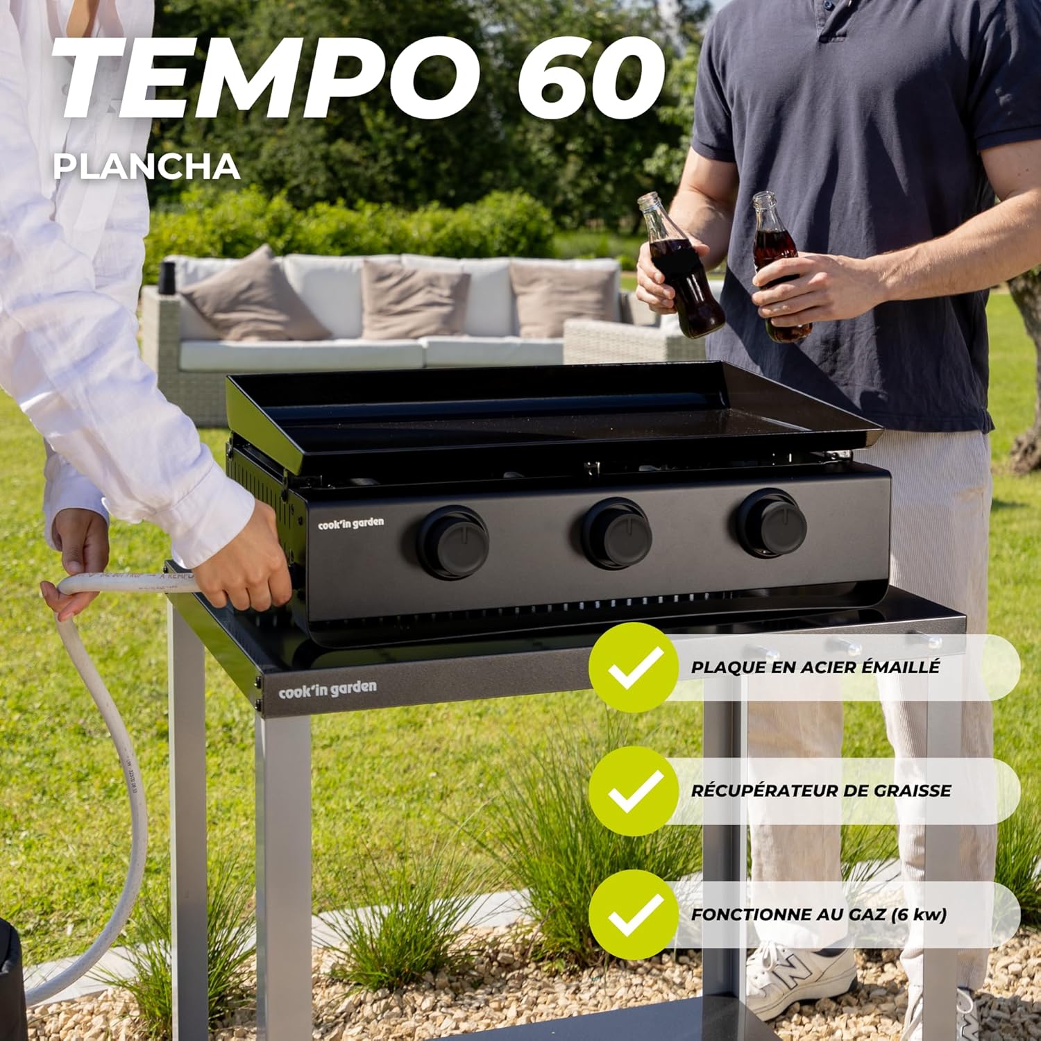 bleujardin - Tempo 3 brûleurs - 6 kW - acier émaillé - bac amovible