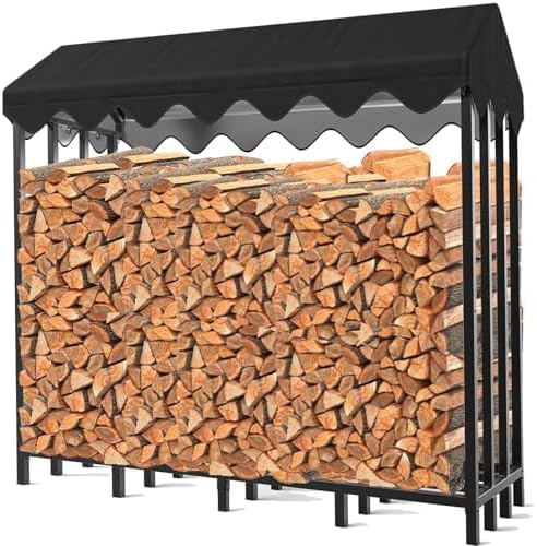 bleujardin® Range-bûches d'Extérieur avec Housse de Protection Intégrée, 185 x 70 x 185 cm, Capacité 2,4 m³