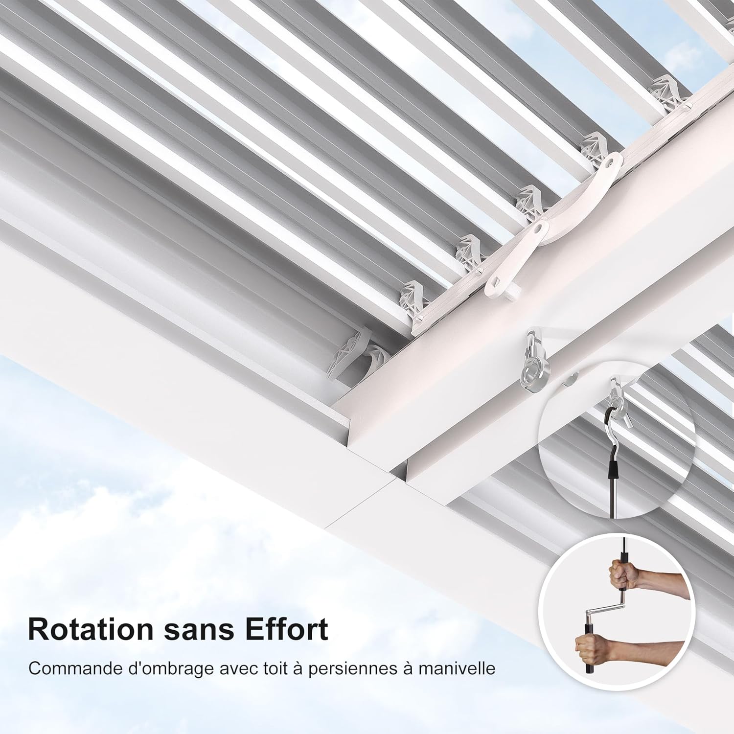bleujardin - Pergola Bioclimatique, 4,8x3,68m, aluminium, lames orientables