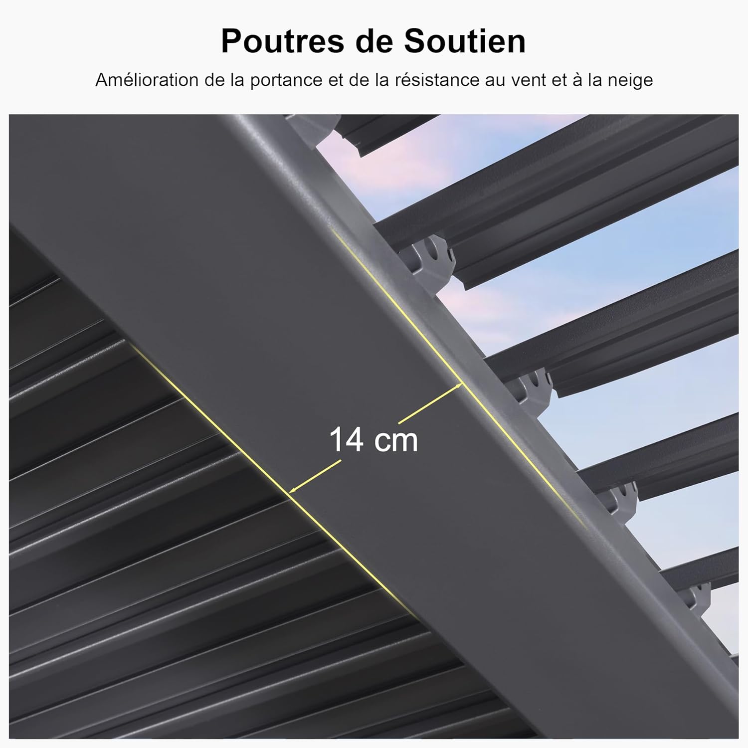 bleujardin - pergola bioclimatique - 3x3,65m - aluminium, lames orientables, gris