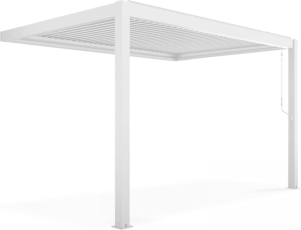 bleujardin - Pergola bioclimatique adossée - 3x4 m - aluminium blanc