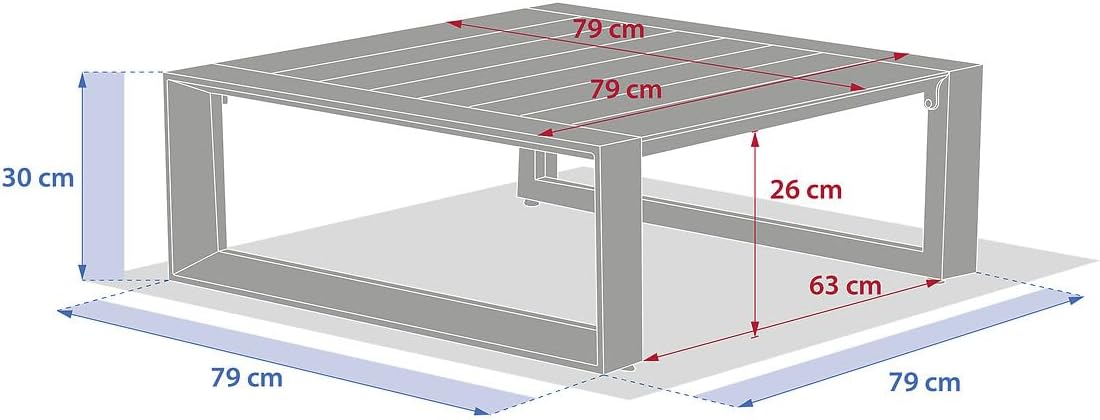 bleujardin - Allure table basse jardin 79x79x30 cm - aluminium époxy