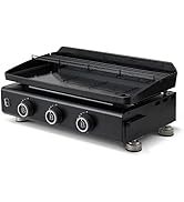 bleujardin - Plancha Silvia Evo 3 Feux Plaque Acier de 67 x 34 cm - 3 brûleurs - Grille de réchauffe...