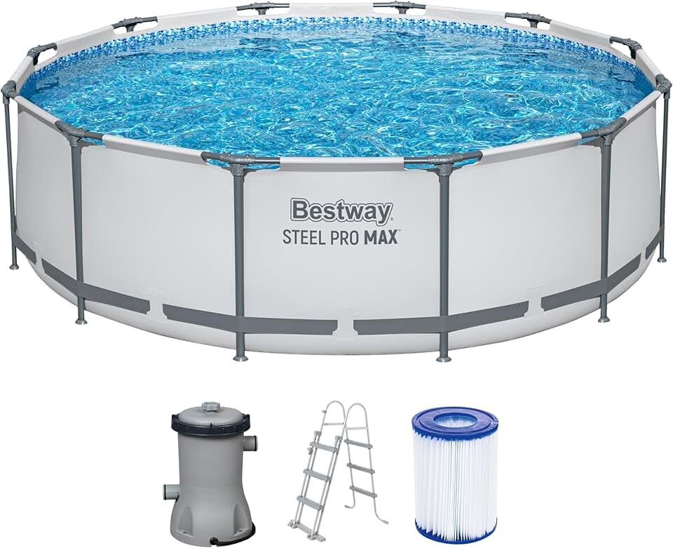 bleujardin - Steel Pro Max piscine ronde - 366x100 cm - hors sol, robuste