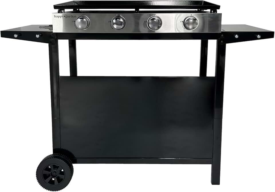 bleujardin - Plancha Mérida 4 brûleurs avec chariot - gaz - 78x41 cm
