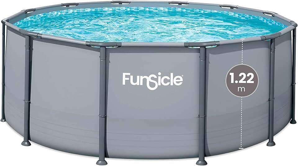 bleujardin Piscine Tubulaire Ronde Grise Ø3,66m x h1,22m