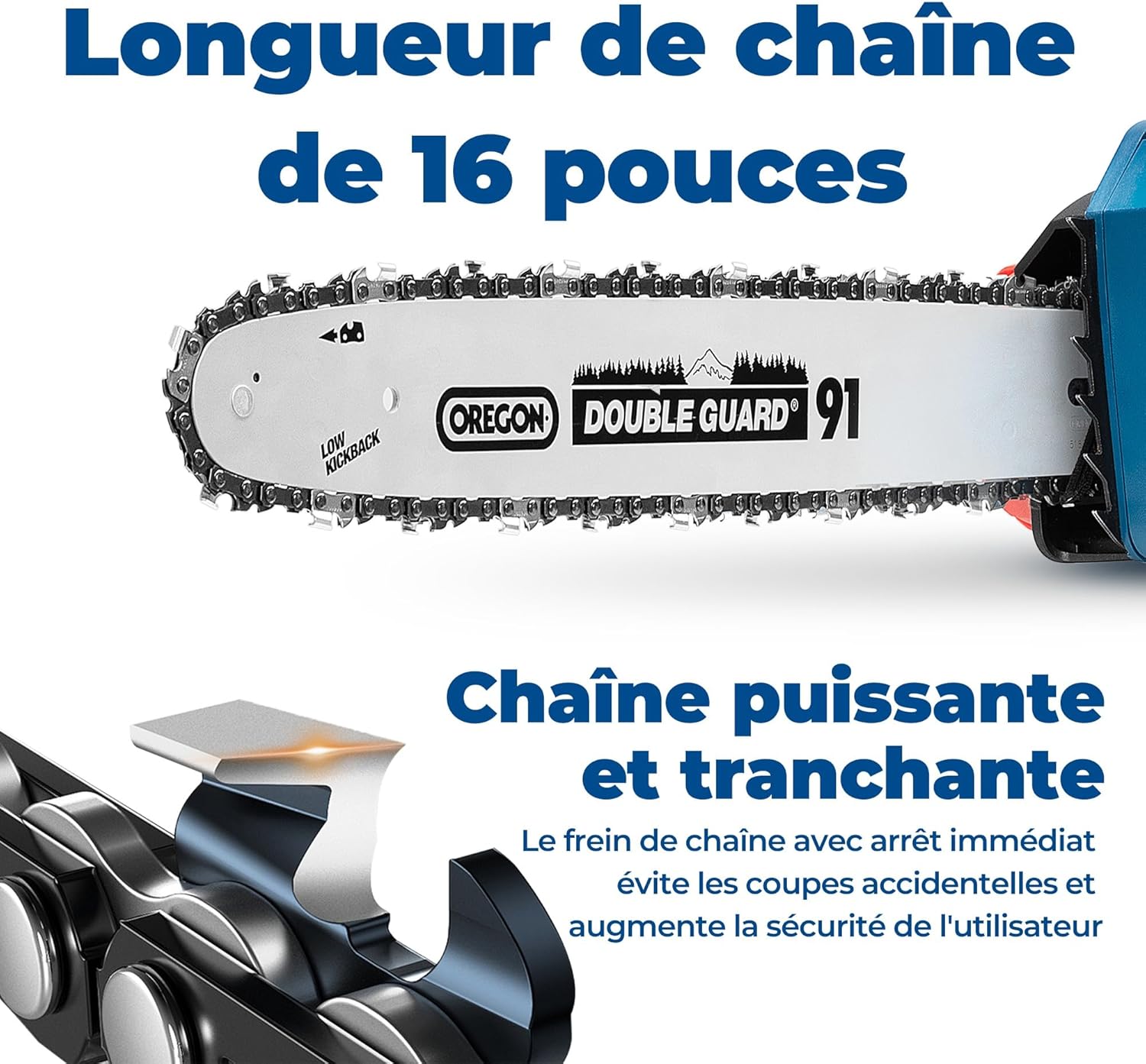 bleujardin - Tronçonneuse sans fil 40V - 38 cm - Moteur brushless, 2 batteries 4 Ah