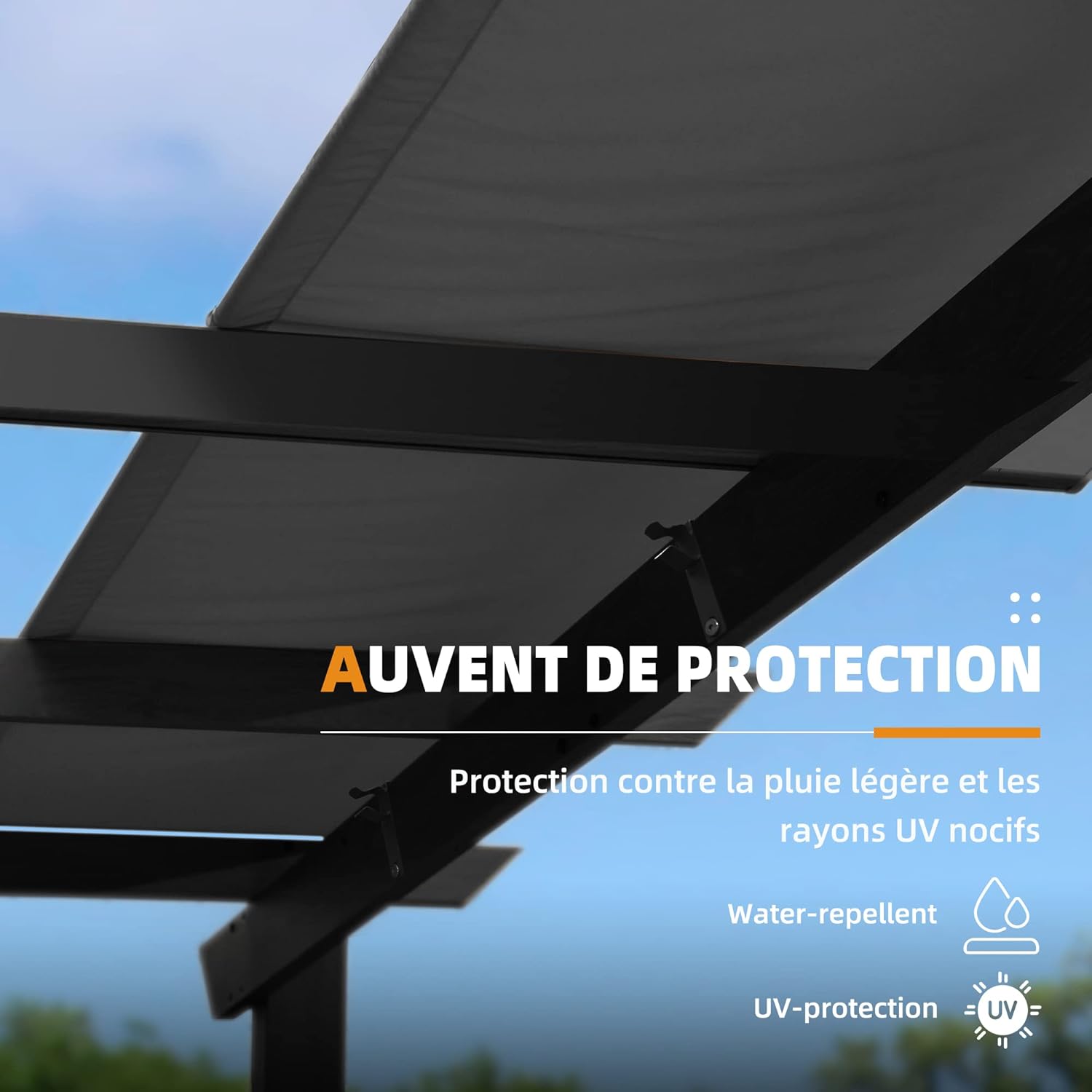 bleujardin – pergola aluminium – 4x3m – toit rétractable, éclairage intégré
