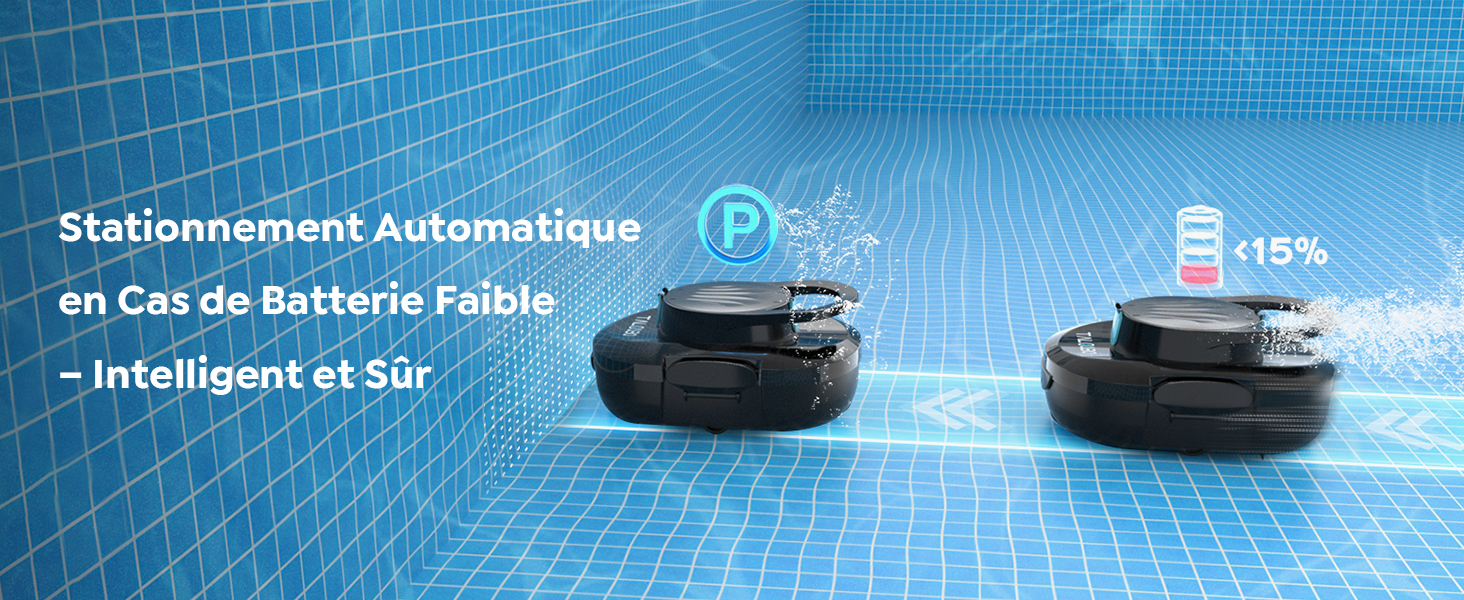 Le texte indique « Stationensmart Automatique ». Un écran d'interface de borne de recharge affichant des indicateurs d'état de la batterie et de l'alimentation avec des graphiques numériques bleus.