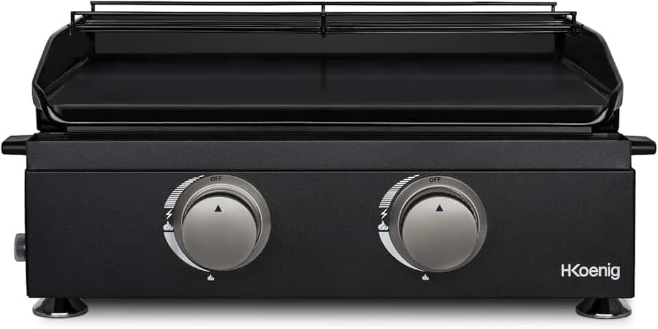 bleujardin - plancha gaz 2 brûleurs - acier inox, fonte, jusqu'à 350°C - PLX1022