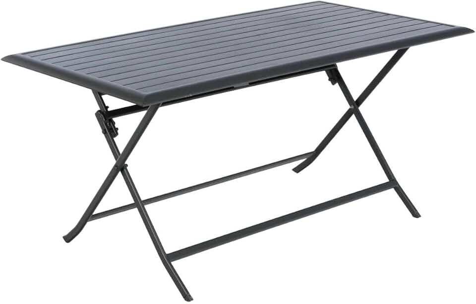 bleujardin - Azua table de jardin pliante 6 places, aluminium gris
