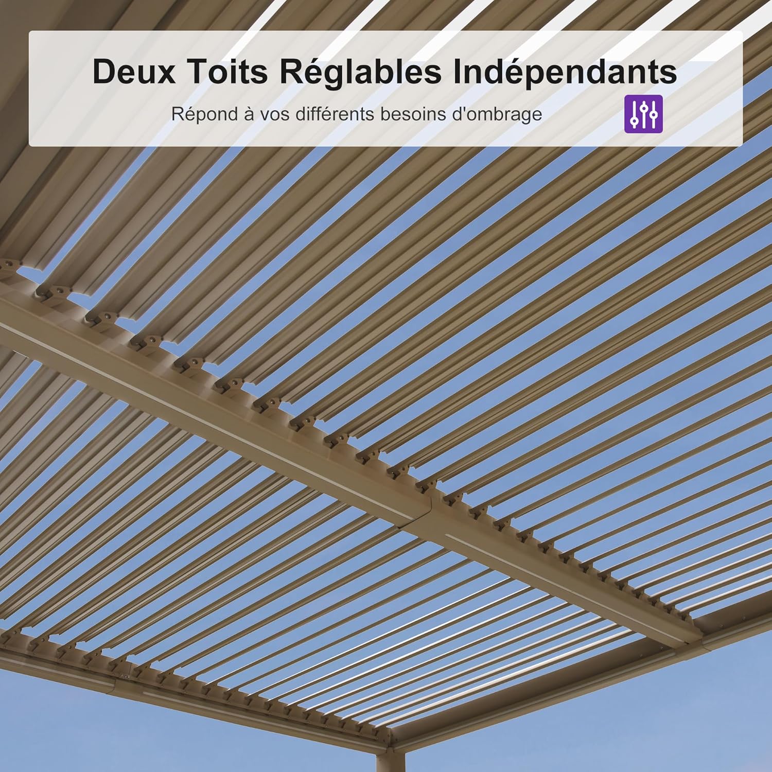 bleujardin - pergola bioclimatique LED - 3x4,25m - aluminium, lames orientables, anti-UV, sans entretien