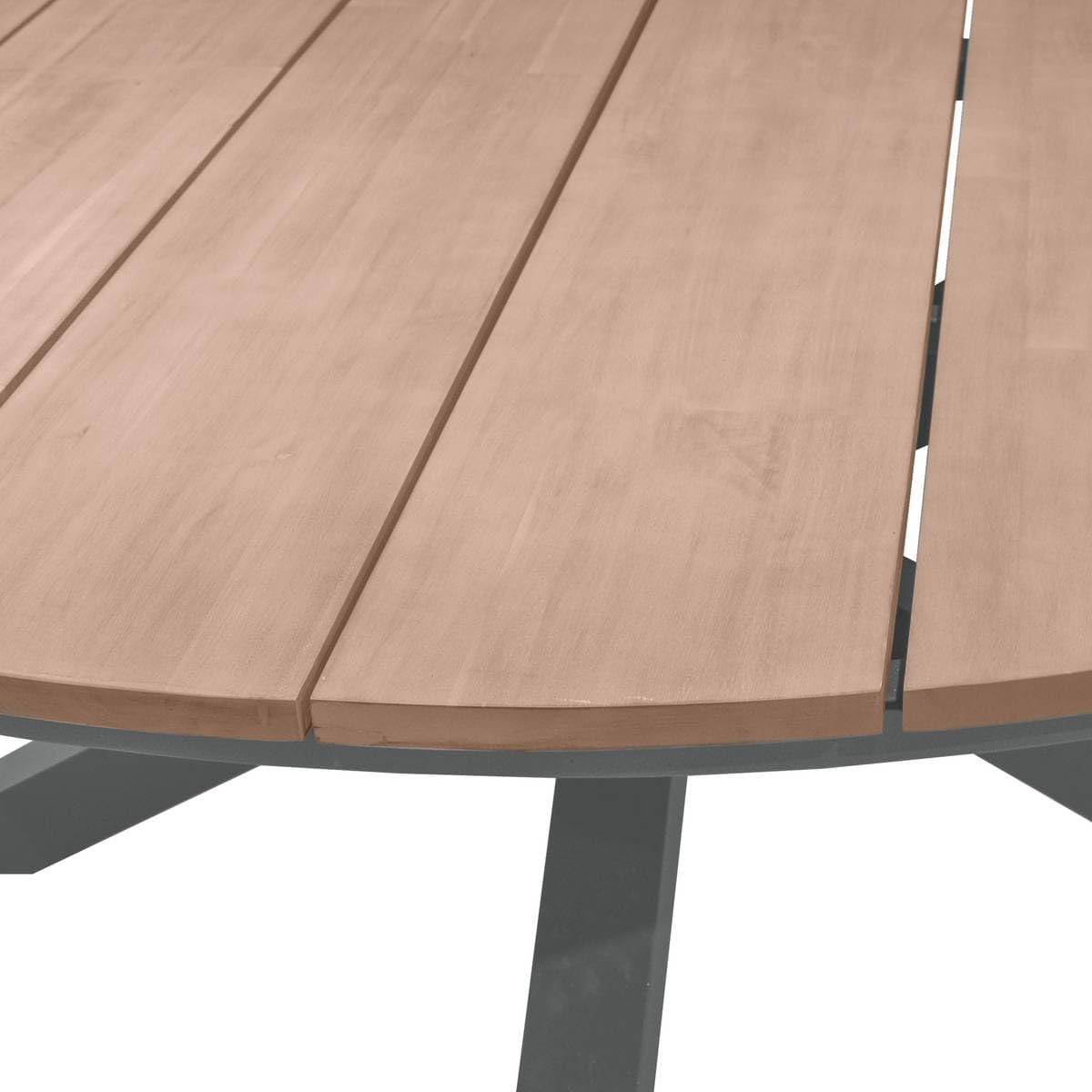 bleujardin - Oriengo table ronde 8 places - aluminium acacia - Gris Graphite