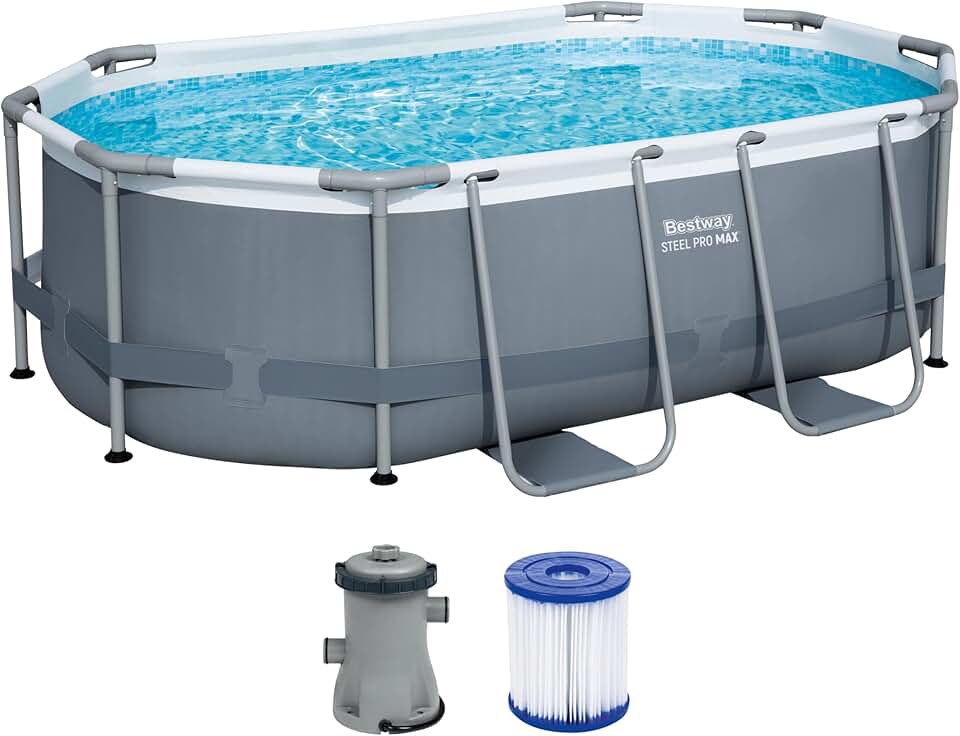 bleujardin - Steel Pro Max piscine hors sol, 305x200x84cm, gris