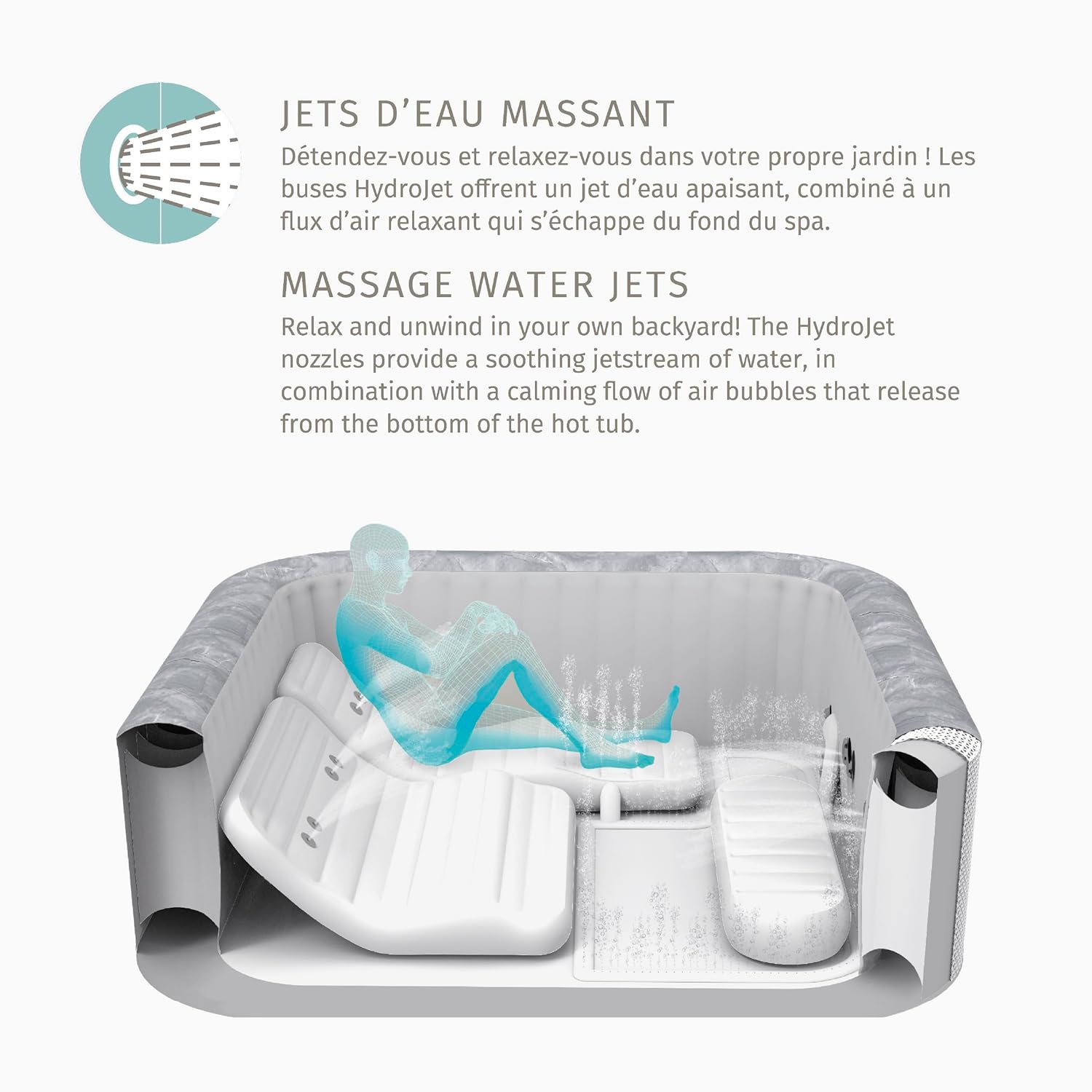 bleujardin - Spa Comfy 5p - 293x230x71cm - 10 hydrojets, WiFi