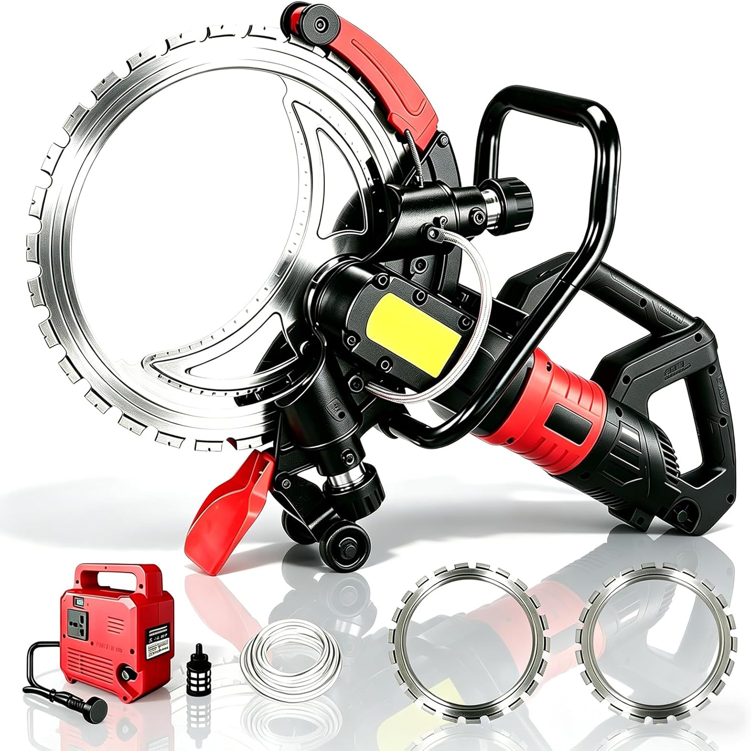 Scie annulaire électrique 9500W, 410mm, coupe béton/pierre, pompe à eau, 2 lames diamant, moteur à balais