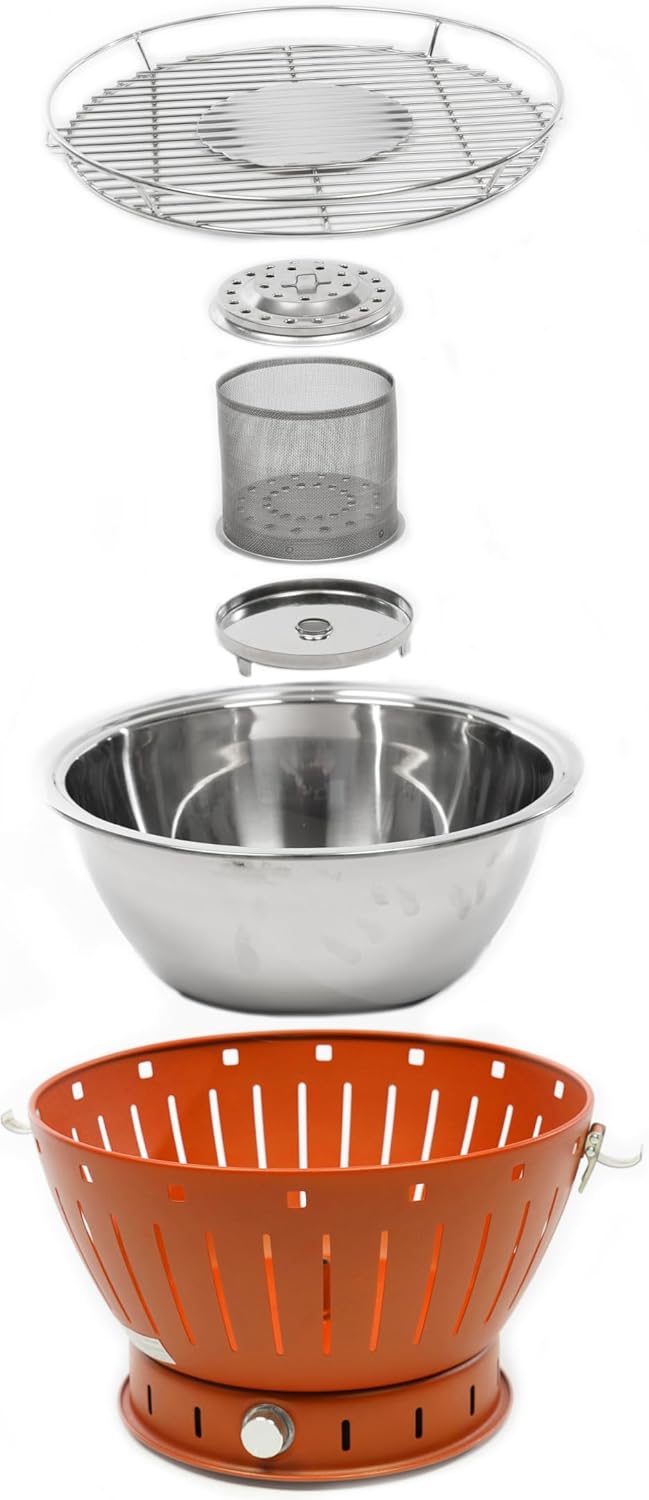 bleujardin - Barbecue portable sans fumée - 35cm diamètre - charbon de bois