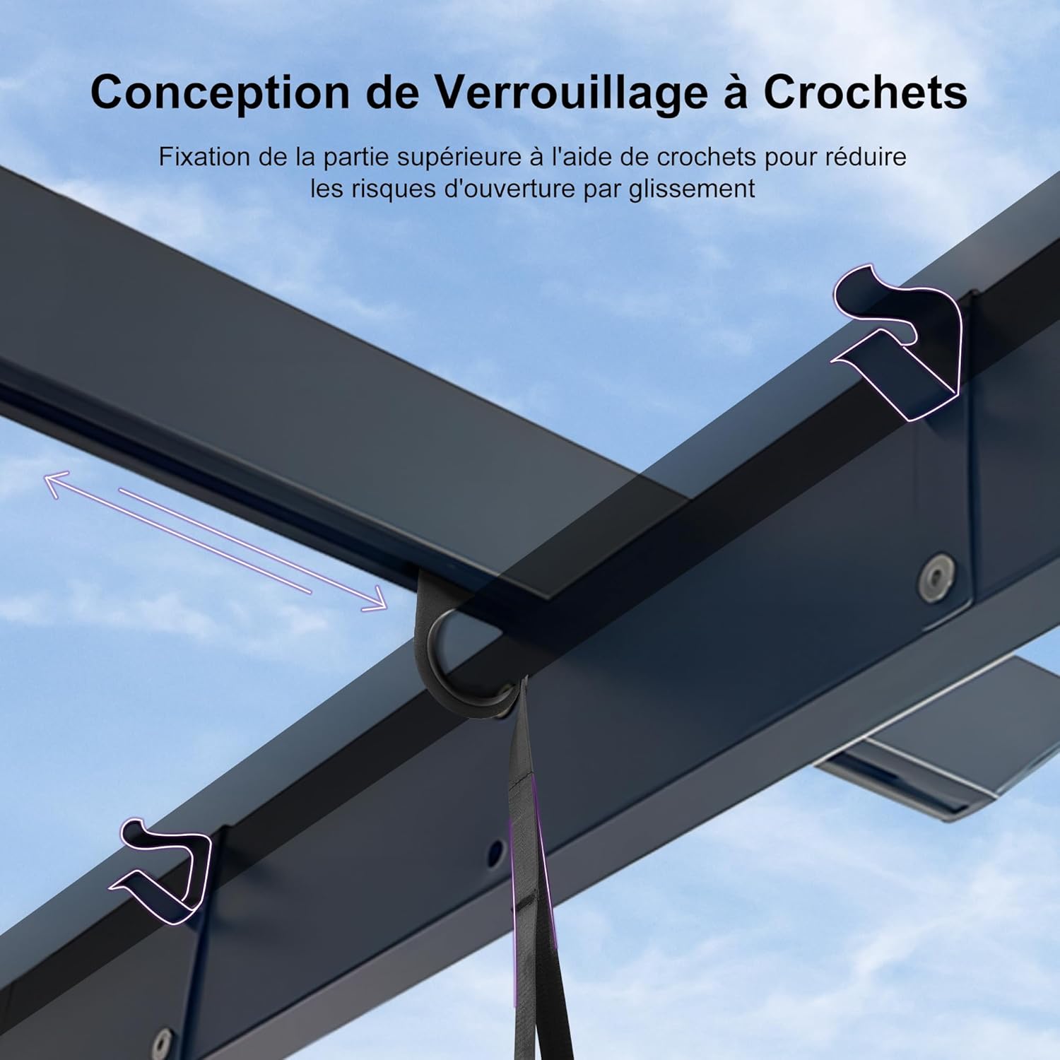 bleujardin - Pergola aluminium série - 4x3m - toit rétractable, imperméable, gris