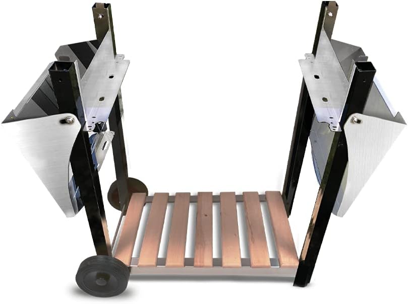 bleujardin - Chariot plancha Aquitaine Pro - inox/bois, roulettes, dessertes latérales - 8477