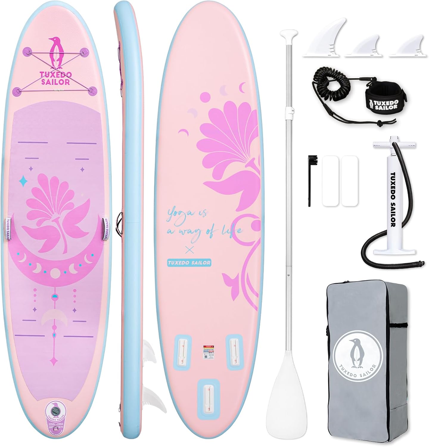 bleujardin - Paddle Gonflable Adulte - planche SUP - accessoires complets - dimensions standards