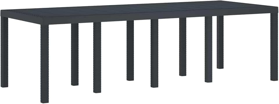 bleujardin - Table de jardin rectangulaire - 250x100x73 cm - poly rotin durable anthracite