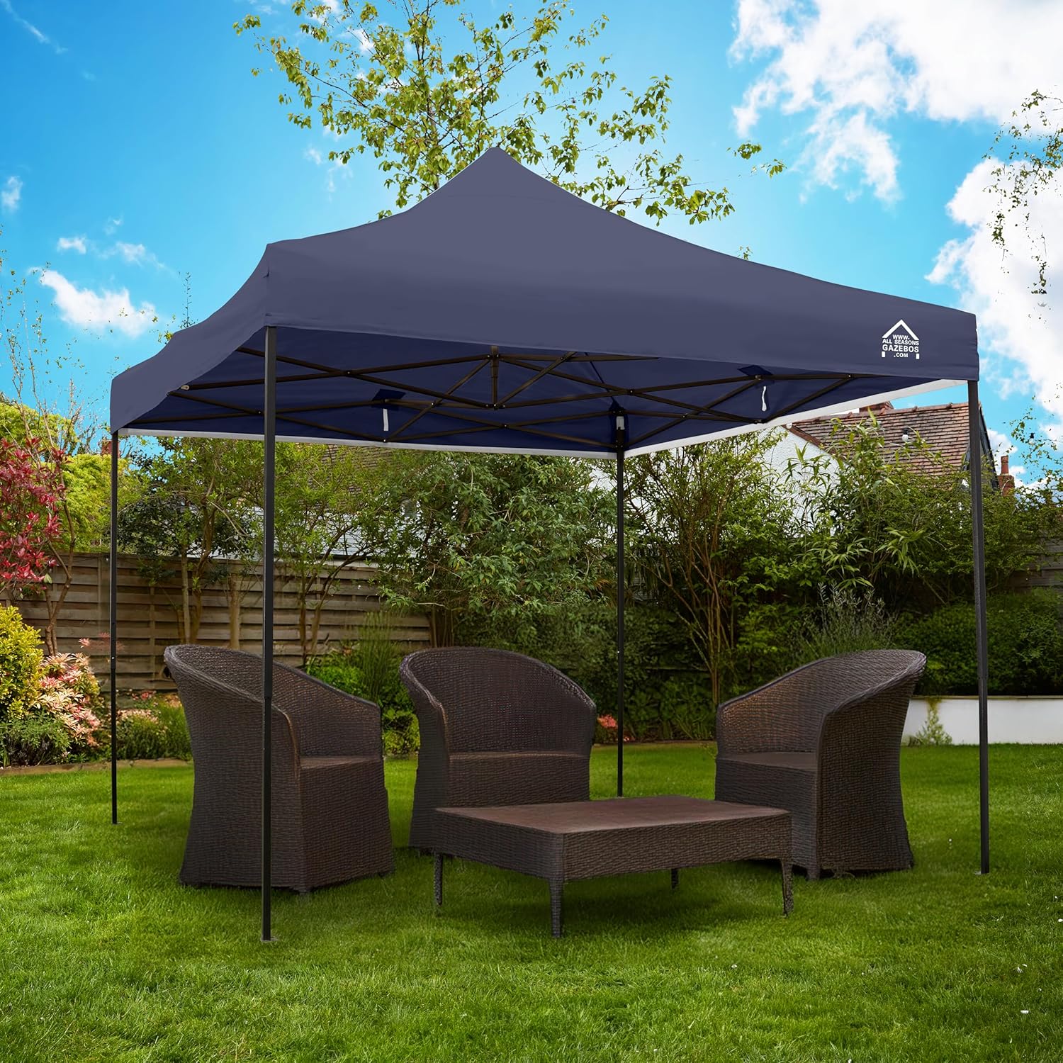bleujardin - Tonnelle Pliante Série - 3x3m - Étanche, robuste, haute qualité, Bleu Marine