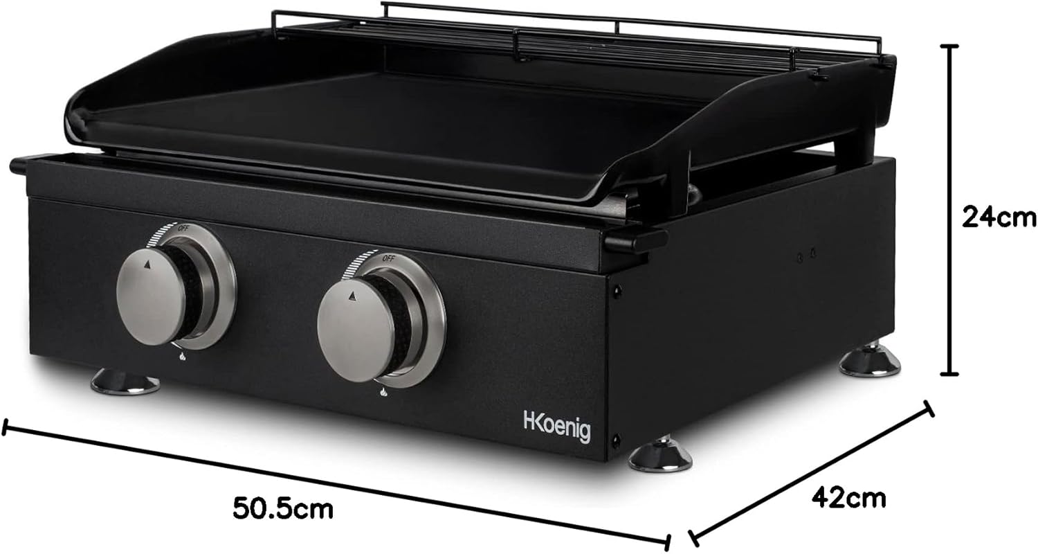 bleujardin - plancha gaz 2 brûleurs - acier inox, fonte, jusqu'à 350°C - PLX1022