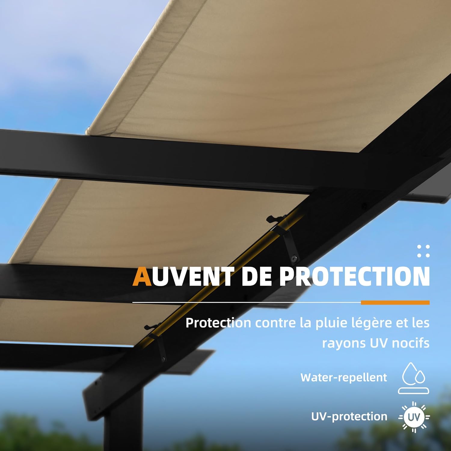 bleujardin - Pergola aluminium 4x3m, toit rétractable, éclairage intégré