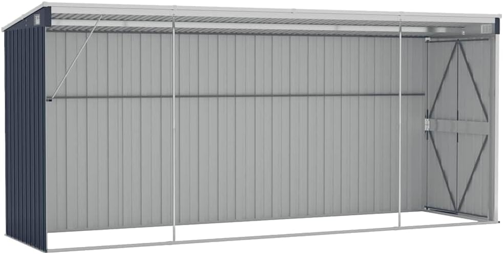 bleujardin Abri de Jardin Mural Anthracite 118x382x178 cm Acier,Maison & Jardin, Pelouses & Jardins, Vie en extérieur, Structures extérieures, Cabanes & abris de Jardin, Anthracite (Poids 47.9KG)