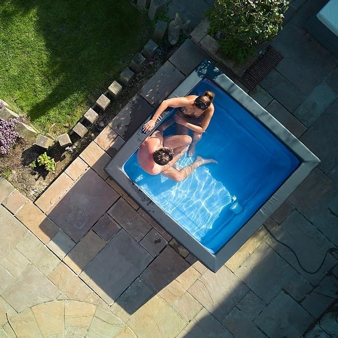 bleujardin - Spa - Celestia - Semi-Rigide Carré 6 Places – Construction Portable en Mousse, Chauffage intégré et Couverture économe en énergie – Volume 1100l - Ø180xH70cm - Charcoal Black
