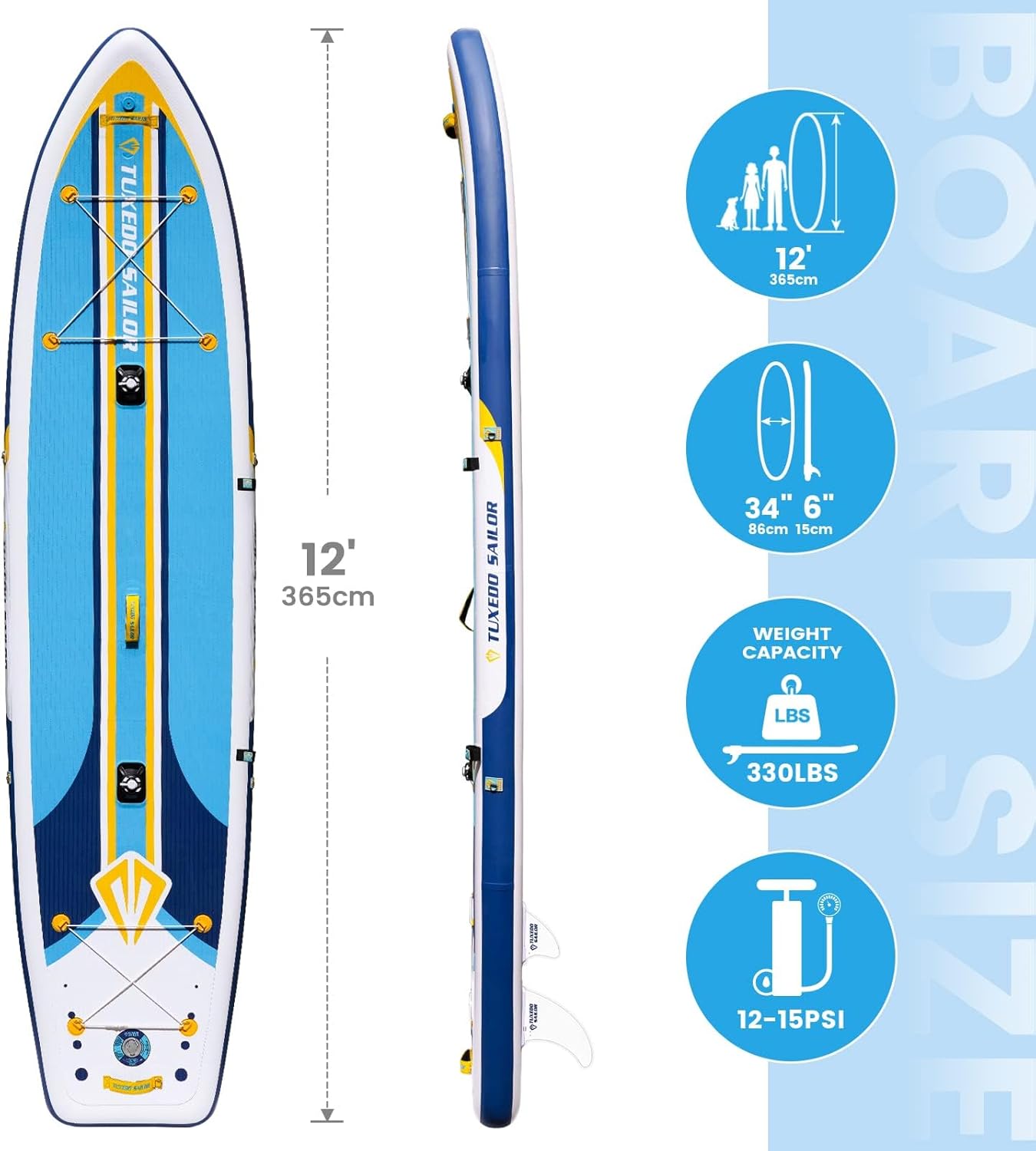 bleujardin - Paddle gonflable adulte - sup 320x80x15cm - planche stable, accessoires complets