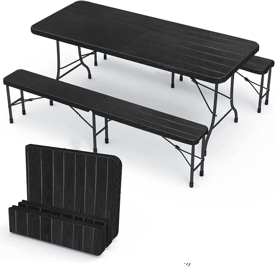 bleujardin - Ensemble table pliante 8 personnes - table + 2 bancs - pour terrasse, jardin et camping - bleujardin