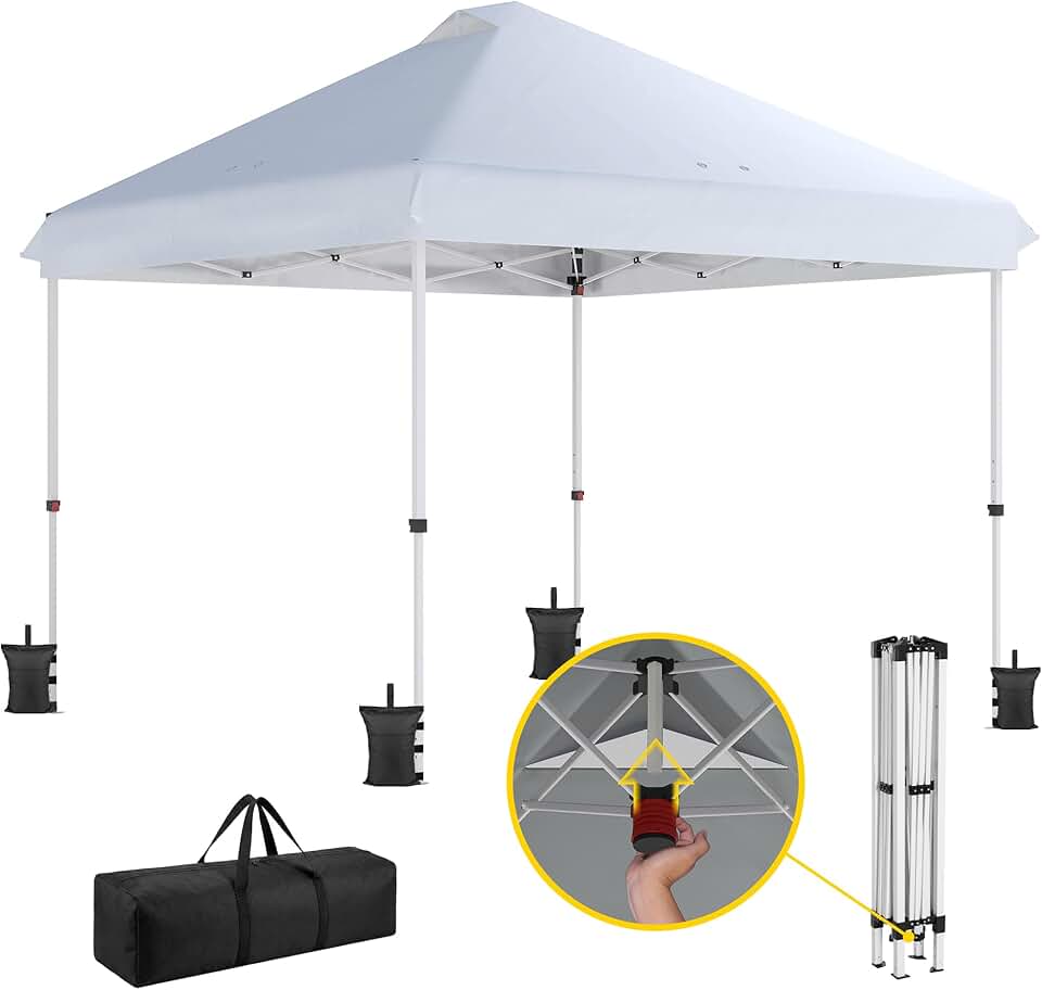 bleujardin - Tonnelle Pliante Pop-up - 3x3m - UPF50+, Hauteur réglable, Blanc