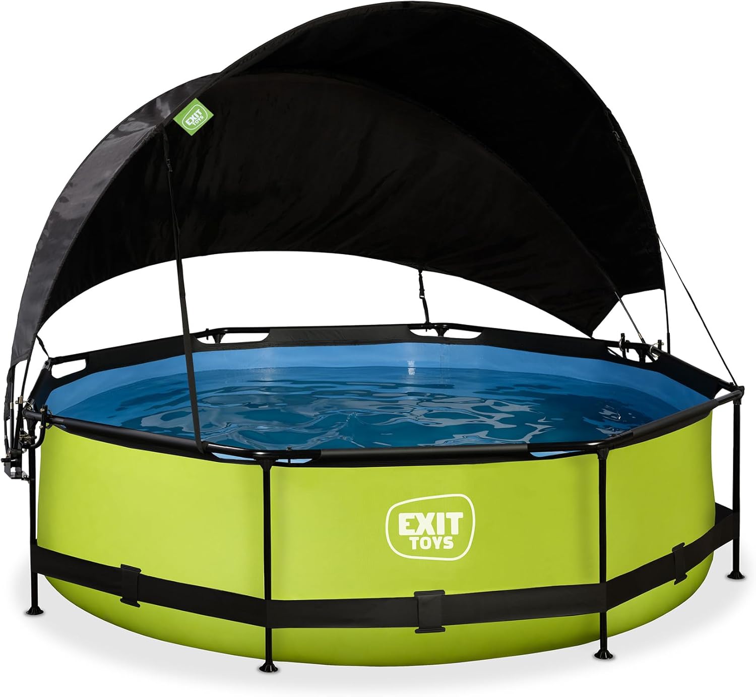 bleujardin Piscine Lime avec Voile d'Ombrage - ø300x76cm - Piscine Hors Sol Ronde avec Pompe Filtrante à Cartouche - Protection Optimale Contre Les Rayons UV - Entrée Basse - Design Unique - Vert