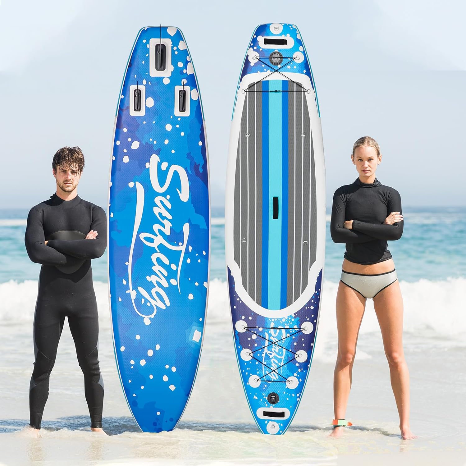 bleujardin - Paddle gonflable 320/335cm - 2 personnes, siège kayak, jusqu'à 150kg