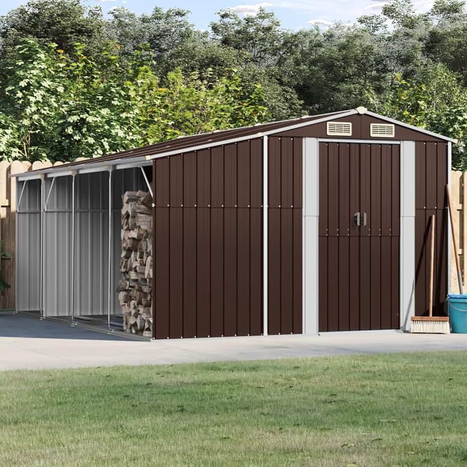 bleujardin Abri de Jardin Marron 277x365,5x179 cm Acier galvanisé,Abris De Jardin,Abri De Stockage pour Jardin,Abri D'Outils De Jardin