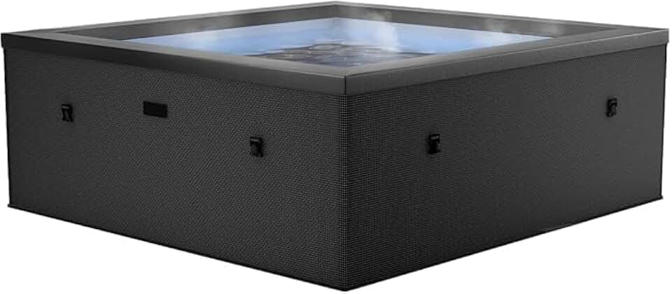 bleujardin - Spa - Celestia - Semi-Rigide Carré 6 Places – Construction Portable en Mousse, Chauffage intégré et Couverture économe en énergie – Volume 1100l - Ø180xH70cm - Charcoal Black