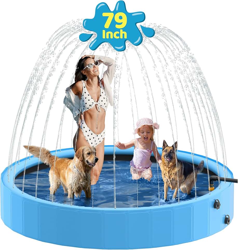 bleujardin - Piscine Chien Série Sprinkler - 200cm PVC antidérapant jet d’eau
