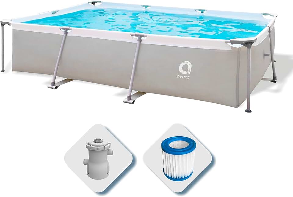bleujardin - Piscine rectangulaire structurelle - gris - montage facile