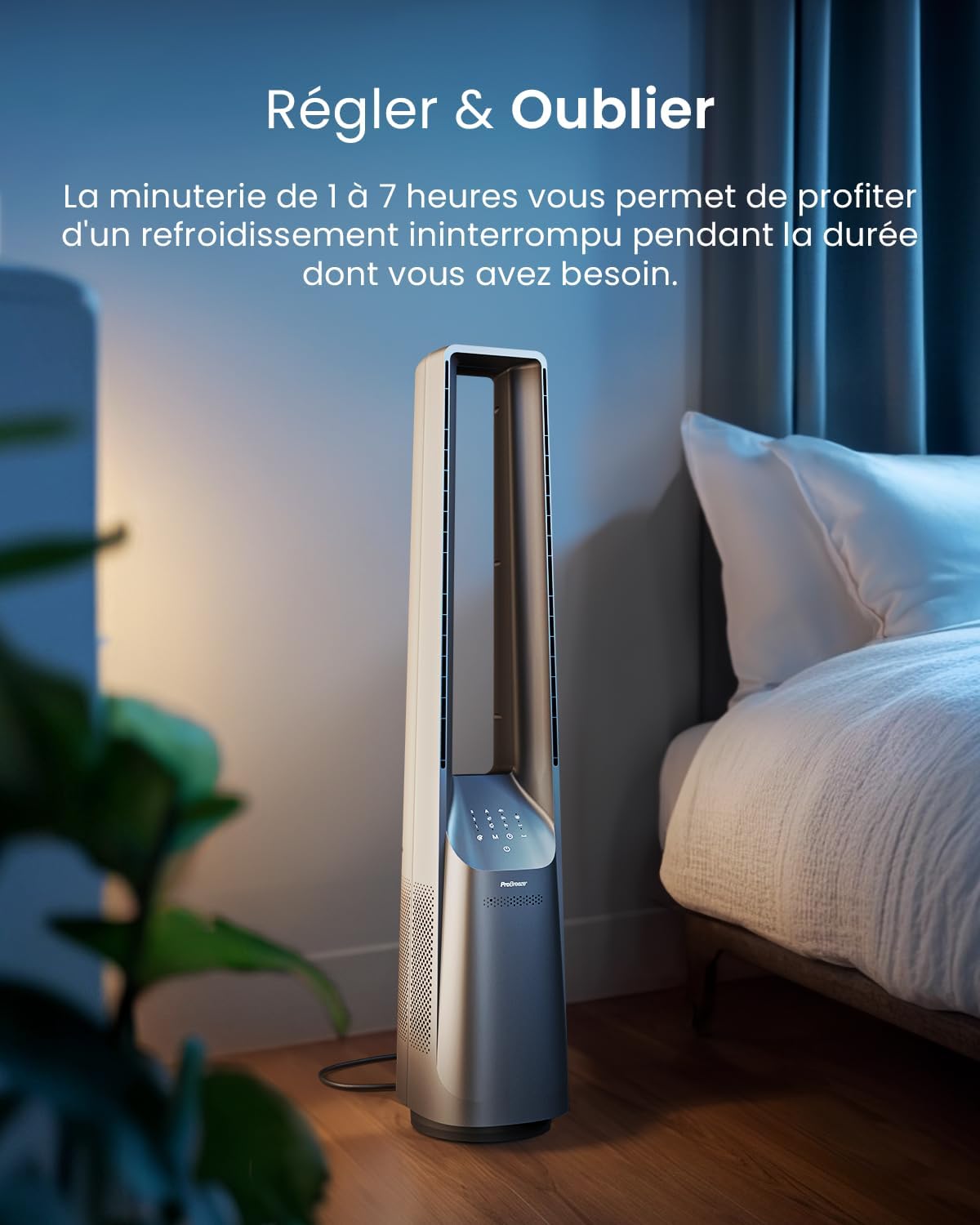 bleujardin - Ventilateur tour 101 cm, 6 vitesses, oscillant, silencieux