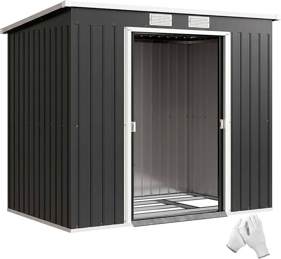 Abri de jardin - bleujardin - acier 2,77 m², 213x130x172 cm, portes verrouillables, fondation