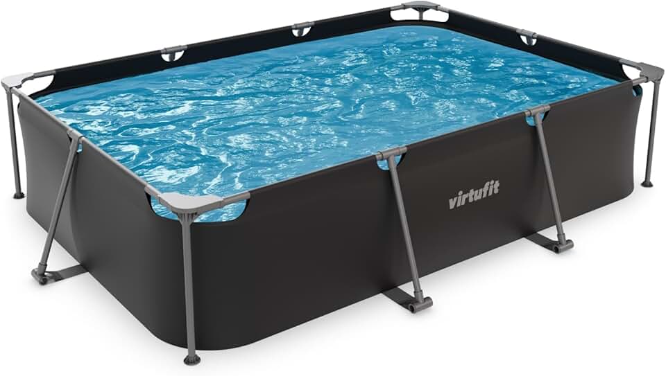bleujardin Piscine rectangulaire 300 x 210 x 66 cm anthracite – Compacte – Cadre stable – Idéale pour le jardin – Montage rapide