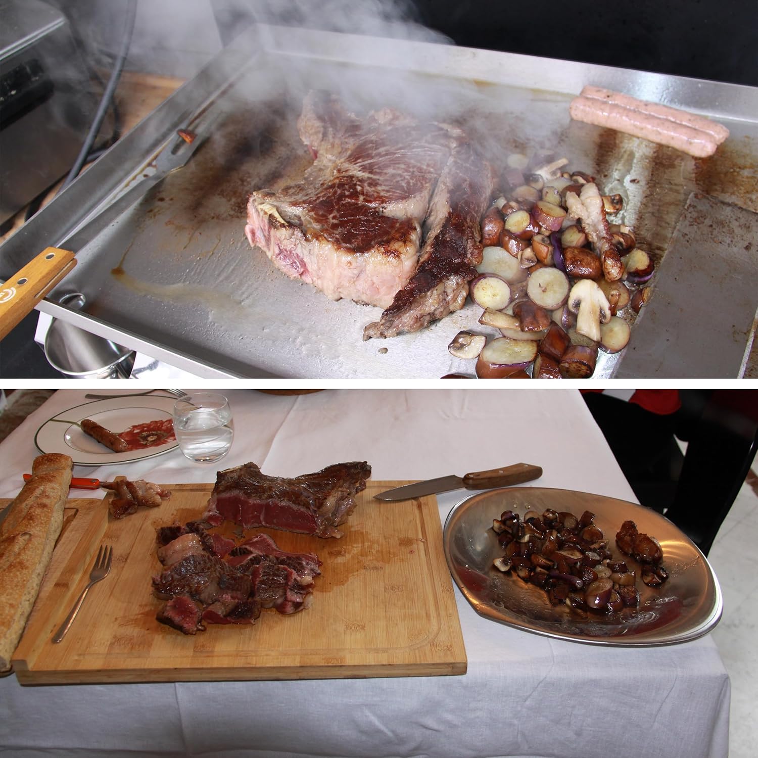 bleujardin - Plancha électrique 2 zones inox 3000W, 60x40cm - 8679