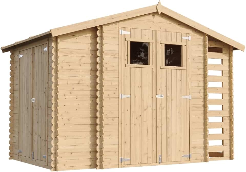 bleujardin - M389 - Abri de jardin bois 206x328x218cm, toit étanche, fenêtres