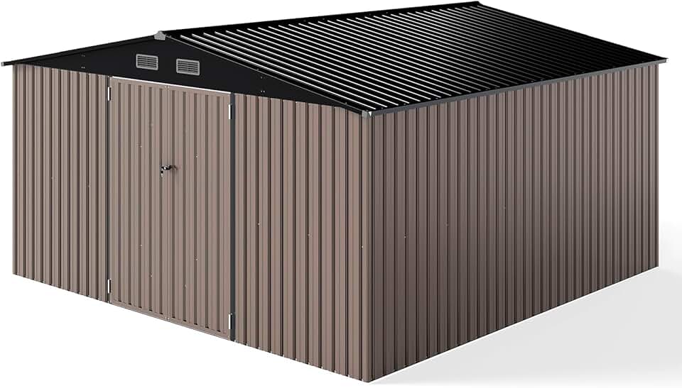 bleujardin - abri de jardin métal 3,6x3,6m porte fenêtre toit incliné 364x364x198cm