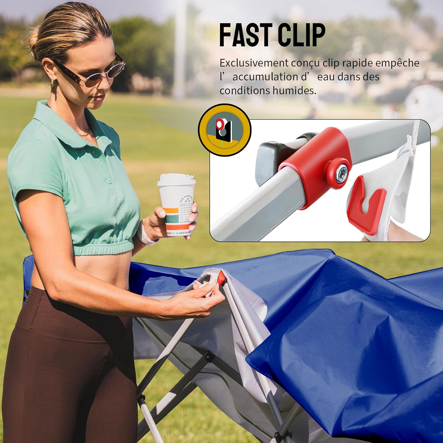 bleujardin - tonnelle pliante 3x3m - imperméable, UPF 50+, 4 parois amovibles