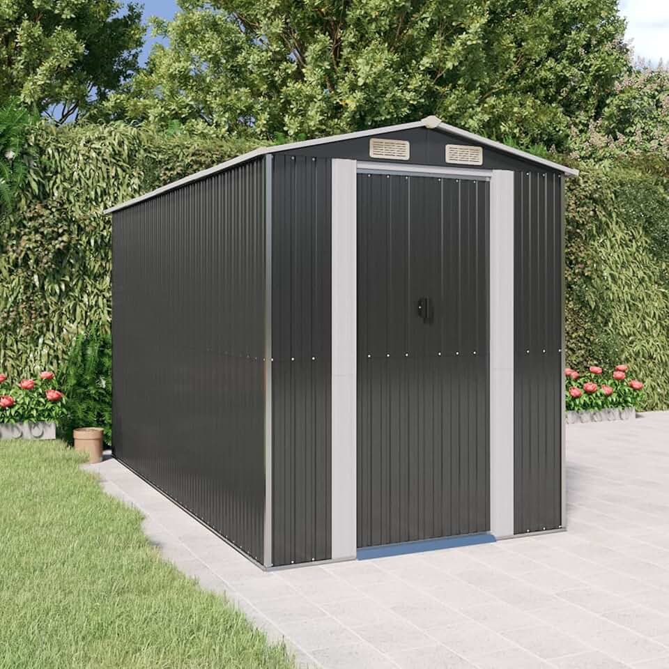 bleujardin Abri de Jardin Anthracite 192x357x223 cm Acier galvanisé,Abris de Jardin,Abri de Stockage pour Jardin,Abri d'outils de Jardin